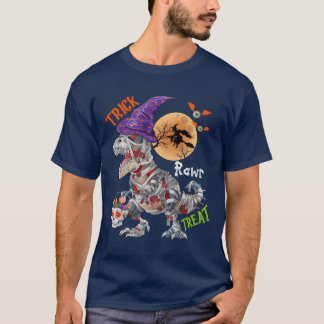 Trick Rawrreat Zombie Mummy Dinosaur Halloween fri T-Shirt
