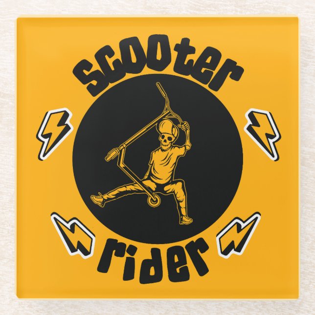 Trick Scooter Rider Glass Coaster (Front)