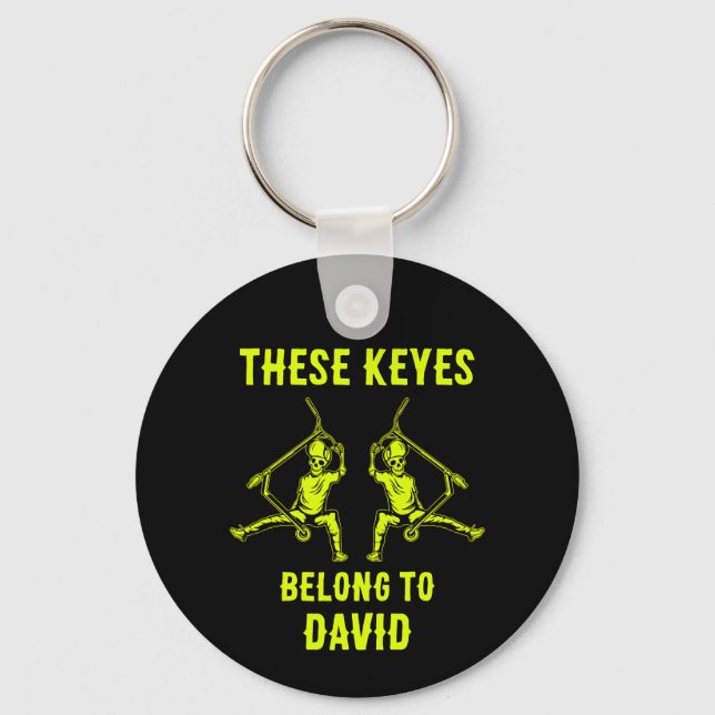 Trick Scooter Rider Name Key Ring (Front)