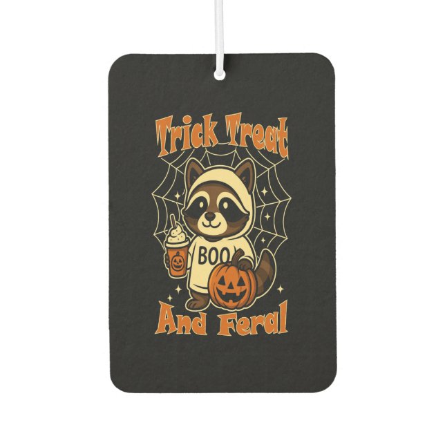Trick Treat and Feral Cute Halloween Car Air Freshener (Front)