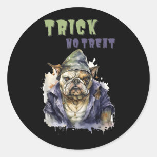 Trick Treat _ Goblin Dog _ English Bulldog _ Classic Round Sticker