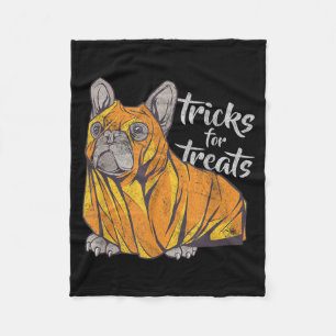 Tricks For Treats Cute Halloween Bulldog Fleece Blanket