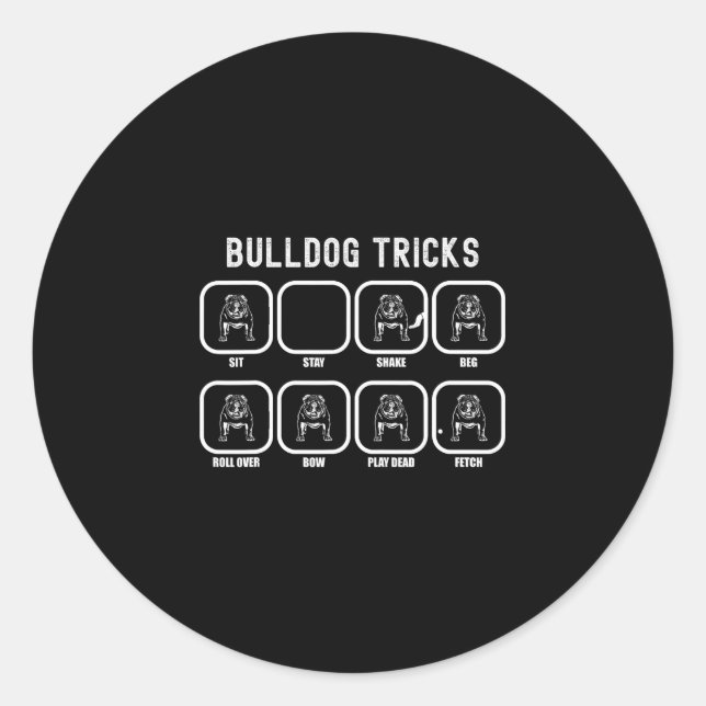 Tricks - Fun Bulldog Training Fails  Classic Round Sticker (Front)