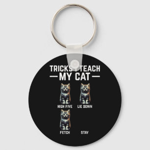 Tricks I Teach My Cat - Funny Cat Owner Kitten Dad Key Ring