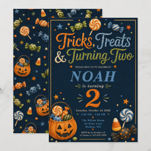 Tricks, Treats & Turning Two Birthday Invitation
