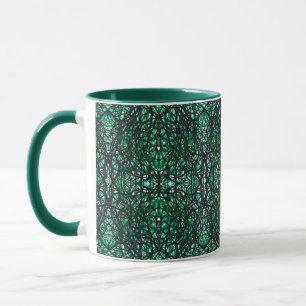 Trickster Green Black Abstract India Ink Art Mug