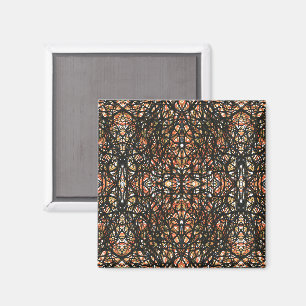Trickster Orange Black Abstract India Ink Art Magnet