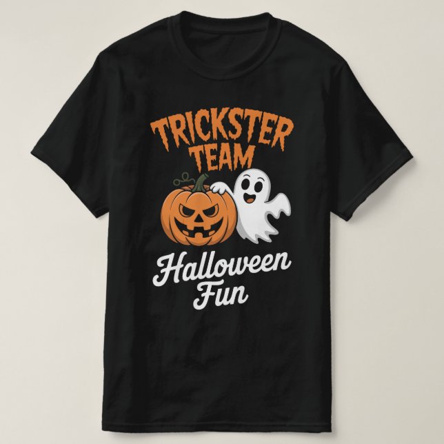 Trickster Pumpkin Halloween Tee (Design Front)