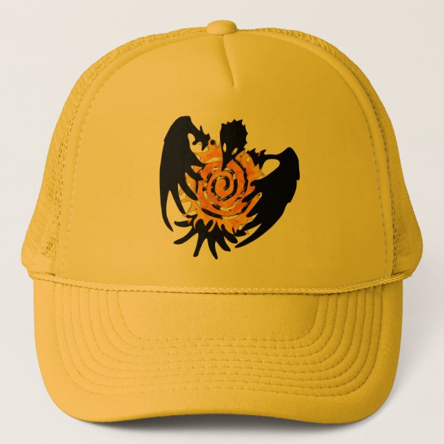 Trickster Raven With Spiral Sun Trucker Hat (Front)