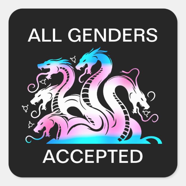 Tricolor All Genders Accepted Hydra Square Sticker (Front)