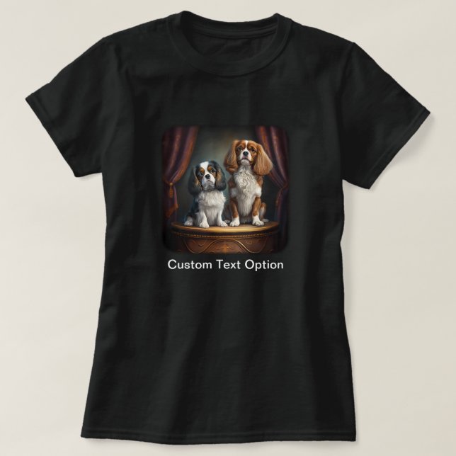 Tricolor and Blenheim Cavalier King Charles  T-Shirt (Design Front)