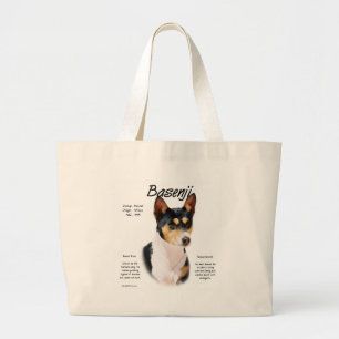 Tricolor Basenji History, All about Basenjis Large Tote Bag