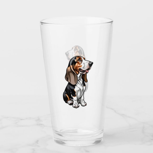Tricolor Basset Hound Glass (Front)
