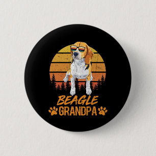 Tricolor Beagle Dog Grandpa Paw Dad Fathers Day 6 Cm Round Badge