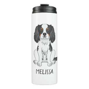 Tricolor Cavalier King Charles Spaniel Dog & Name Thermal Tumbler