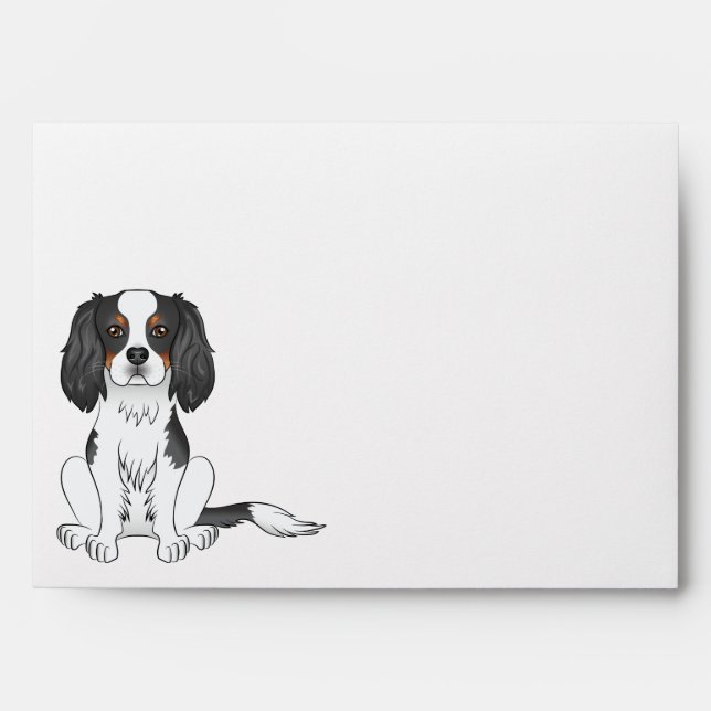 Tricolor Cavalier King Charles Spaniel Dog Sitting Envelope (Front)