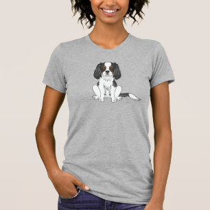 Tricolor Cavalier King Charles Spaniel Dog Sitting T-Shirt
