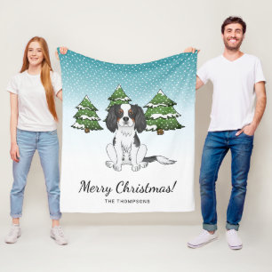 Tricolor Cavalier King Charles Spaniel In Winter Fleece Blanket