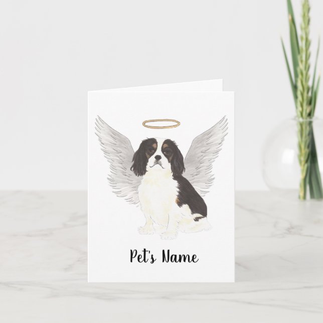 Tricolor Cavalier King Charles Spaniel Sympathy Card (Front)