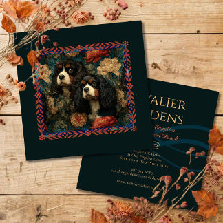 Tricolor Cavalier King Charles Spaniels CKCS Dogs Square Business Card