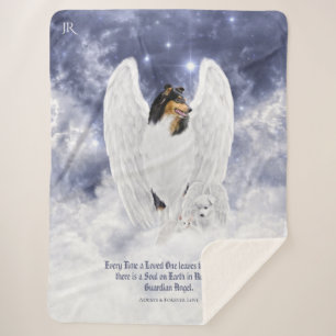 Tricolor Collie Angel & Cherubim, Dog Heaven - Sherpa Blanket