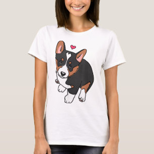 Tricolor Corgi Puppy Dog, Cute Corgi, Corgi Drawin T-Shirt