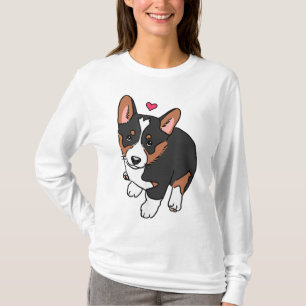 Tricolor Corgi Puppy Dog Cute Corgi Corgi Drawing T-Shirt