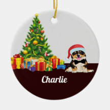 Tricolor Corgi Santa Hat ,christmas tree with name
