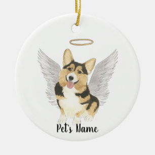Tricolor Corgi Sympathy Memorial Pillar Candle Ceramic Ornament