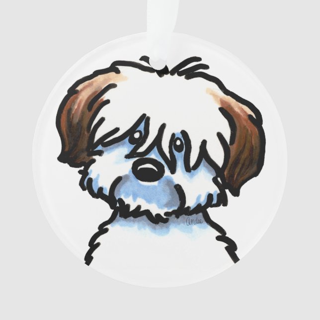 Tricolor Coton de Tulear Face Ornament (Front)