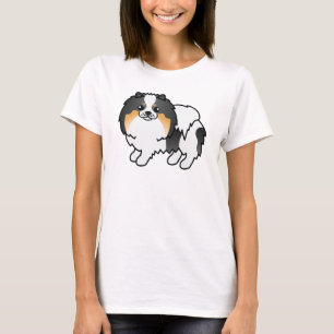 Tricolor Cute Cartoon Pomeranian Dog T-Shirt
