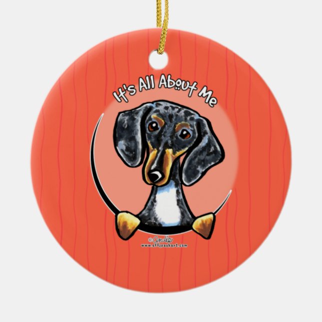 Tricolor Dapple Dachshund IAAM Ceramic Ornament (Front)