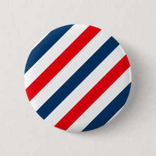 Tricolor Diagonal Stripes(blue, white, and red) 6 Cm Round Badge