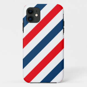 Tricolor Diagonal Stripes(blue, white, and red) iPhone 11 Case