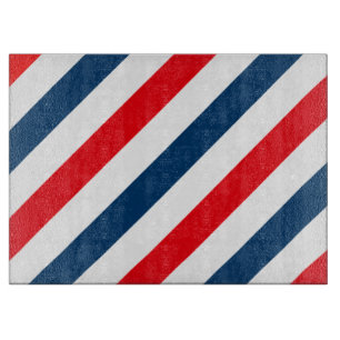 Tricolor Diagonal Stripes(blue, white, and red) Cutting Board