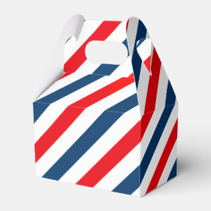 Tricolor Diagonal Stripes(blue, white, and red) Favour Box