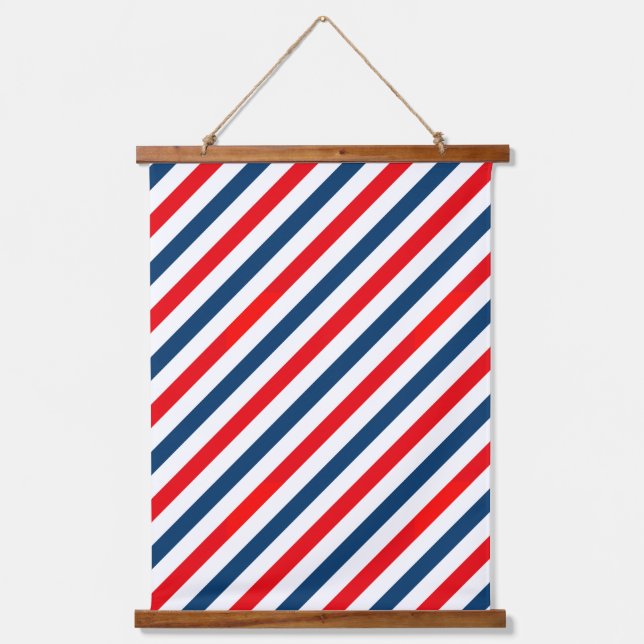 Tricolor Diagonal Stripes Hanging Tapestry (Front)