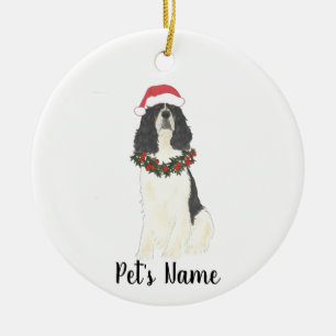 Tricolor English Springer Spaniel Christmas Ceramic Ornament