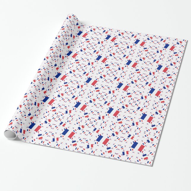 Tricolor France Flag in Multiple Layers Askew Wrapping Paper (Unrolled)