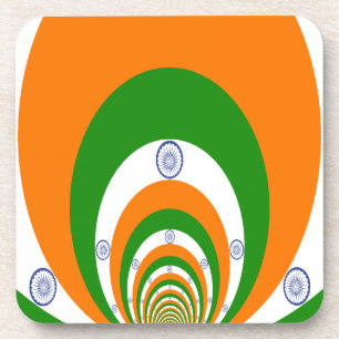 Tricolor of a very deep saffron, white GREEN Coaster