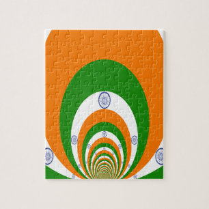 Tricolor of a very deep saffron, white GREEN Jigsaw Puzzle