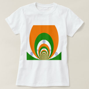 Tricolor of a very deep saffron, white GREEN T-Shirt