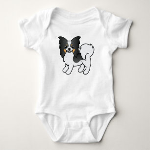 Tricolor Papillon Cute Cartoon Dog Baby Bodysuit
