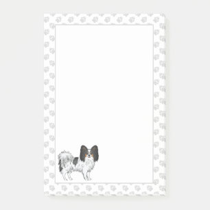 Tricolor Papillon Happy Cartoon Dog With Paws Post-it Notes