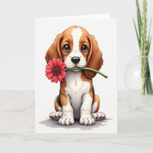 Tricolor Puppy Mothers Day Card