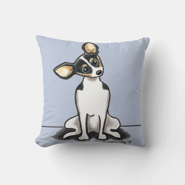Tricolor Rat Terrier Sit Pretty Cushion (Front)
