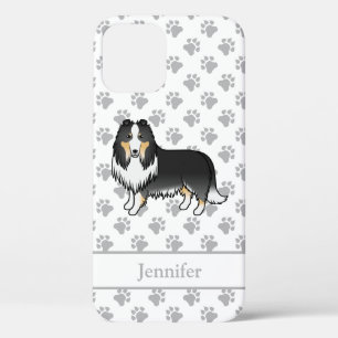 Tricolor Rough Collie Cute Cartoon Dog & Name iPhone 12 Case