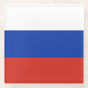 Tricolor Russia flag Glass Coaster