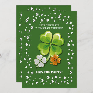 Tricolor Shamrocks St. Patrick's Day Party Invitation