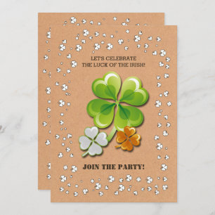 Tricolor Shamrocks St. Patrick's Day Party Invitation